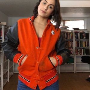 Vintage Leather Sleeved Lettermen Jacket - B48